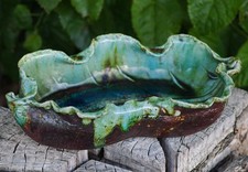VINTAGE Japanese Art Pottery Oribe Green Glaz...