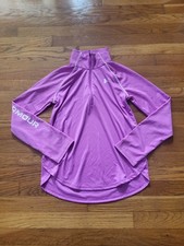 Under Armour Girls Xl Youth 1/4 Zip Long Sleeve Pullover Fitted Heatgear Purple
