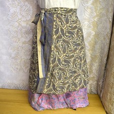 Pastel Paisley Fairy Wrap Skirt Double Layer One Size Bohemian Flowy Y2K Gypsy