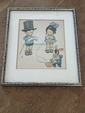 Mabel Lucie Attwell Vintage Framed Print Top Hat Boy Girl