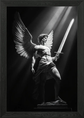 Icarus Fallen Angel With Sword Framed Wall Art Poster Canvas Print Picture