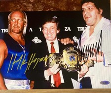 HULK HOGAN PRESIDENT DONALD TRUMP ANDRE THE GIANT 8.5X11 SIGNED PHOTO
