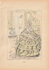 Mode Kleidermode Damenmode Jahr 1856 kolorierte RADIERUNG um 1902 Henri Boutet
