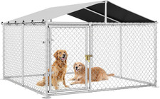 Outdoor Dog Enclosure with Roof, 7.5'X7.5' Dog Kennel outside with Metal Gate, D