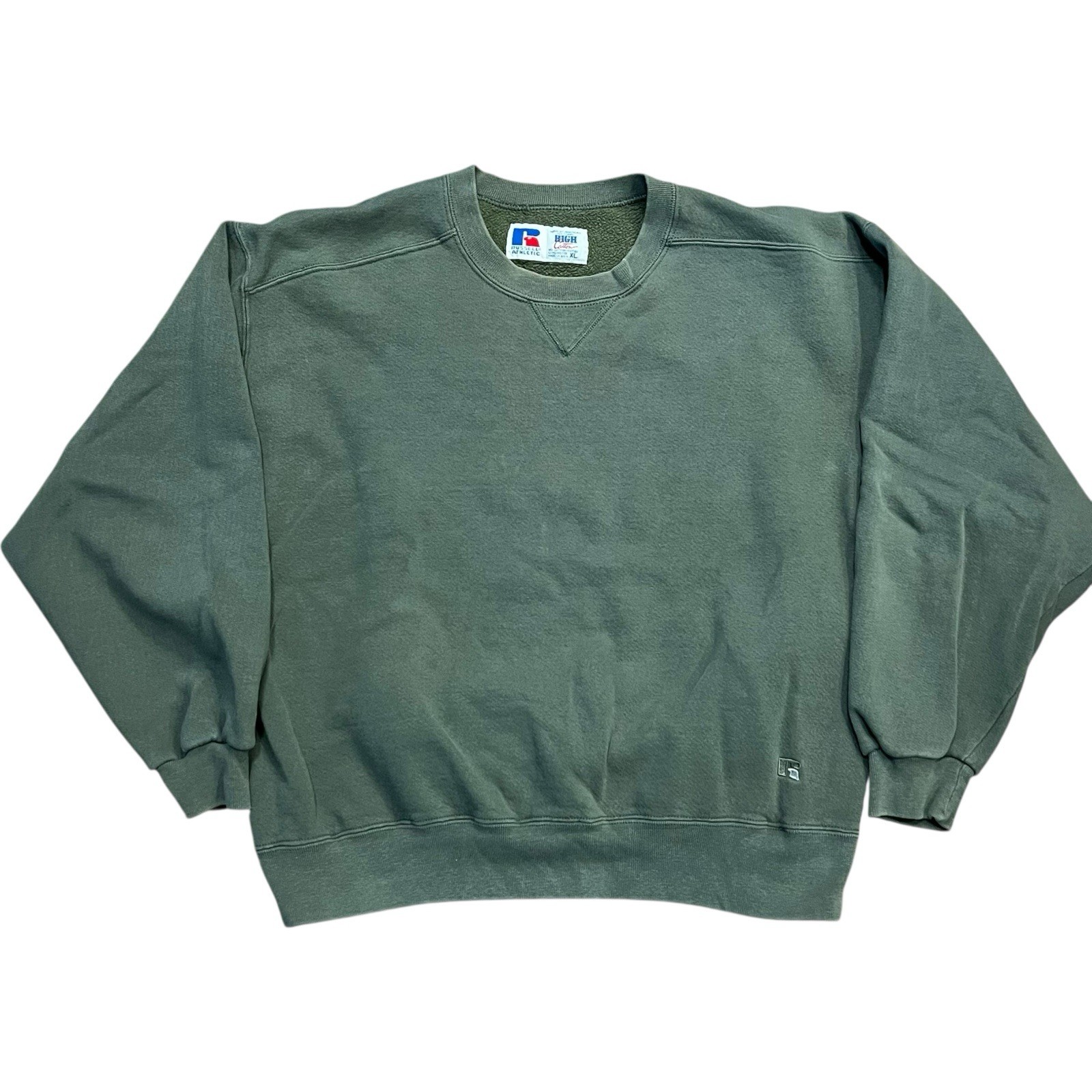Vintage Russell Athletic Crewneck Sweatshirt XL Green USA Made 90s V Stitch