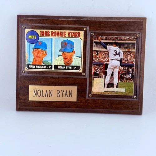 Nolan Ryan 1968 Rookie Stars Mets Dual Card Wood Plaque Display Vintage