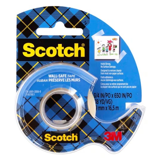 Scotch Wall-Safe Tape 813, 3/4 in x 1296 in (19 mm x 32.9 m)
