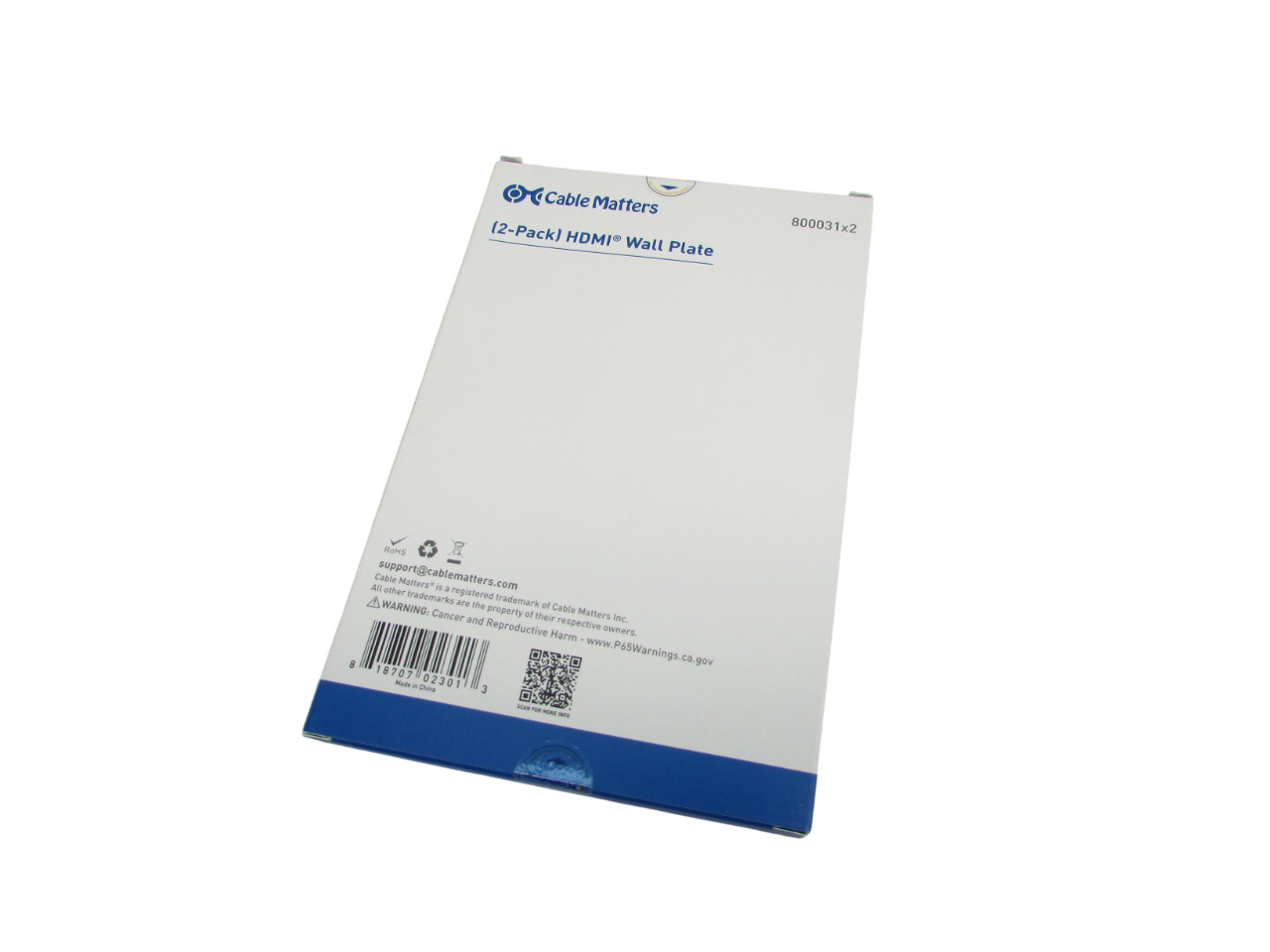 New Cable Matters 2-Pack 1-Port HDMI Wall Plate in White 800031x2