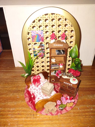 Dollhouse Furniture 1:12 1:16 Kitchen Set Rattan Shelf Sitter Bedroom