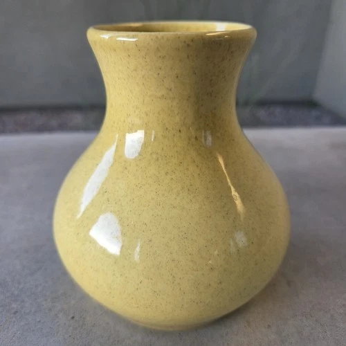 Miniature Charles Murphy Fleck Yellow Bud Vase M-1550 Red Wing Pottery MCM 1950s
