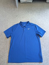 MENS NIKE DRI FIT SHORT SLEEVE NAVY BLUE POLO SHIRT SIZE LARGE WHITE SWOOSH