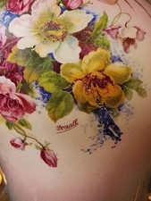 Pair Antique French Design Porcelain Urns Hand Painted, 1900's, Lamp Super Rare 