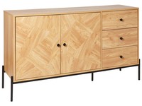 Sideboard Mit 3 Schubladen Heller Holzfarbton Schwarze Beine Modern Arizona
