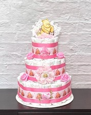 3 Tier Winnie The Pooh Diaper Cake Baby Shower Girl
