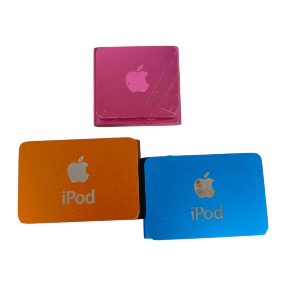 Lot of 3 Apple iPod Shuffle MP3 Players – 2nd & 4th Gen Pink Orange Blue Spares - Image 2 of 2