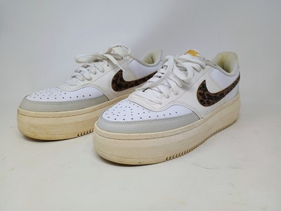 Nike Court Vision Low White Leopard Swoosh Shoes Sneakers Size 11 D02791-100
