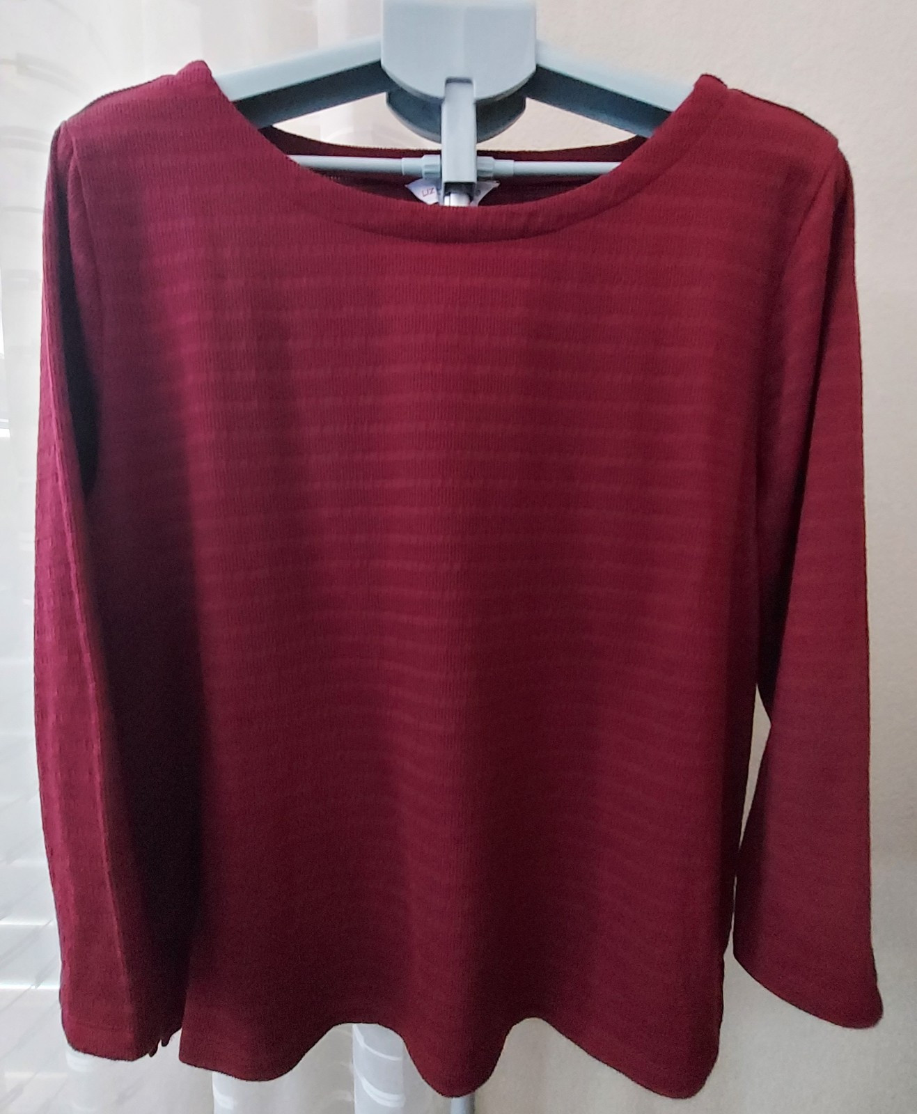 Liz Claiborne Top Woman Sz XXL Burgundy Textured Long Sleeve Stretch