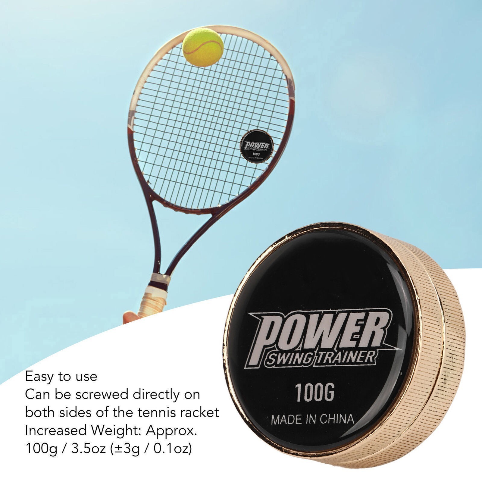 POWERTI Tennis Racket Swing Weight Practice Training Aid Ten