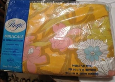 Vintage  Pacific Miracale Retro Floral Design Double Flat Sheet