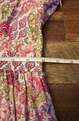 Taylor Sz Lg Pink Floral Ruffle Cap Sleeve Dress - Picture 14 of 15