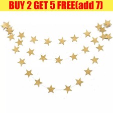 4M Silver/Gold Bunting Garland Hanging Paper Star Garlands for Christmas Party