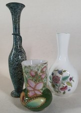 Job Lot - Three Continental & English vases Including Metal snake vase & Minton