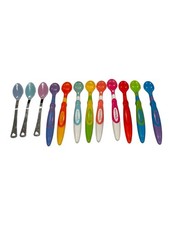 Munchkin Baby Spoons Lot Of 12 Colorful Plastic Stainless Steel EUC