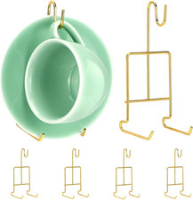 6 Pack Gold Tea Cup and Saucer Display Stand Holder Rack for China Coffee Mugs O