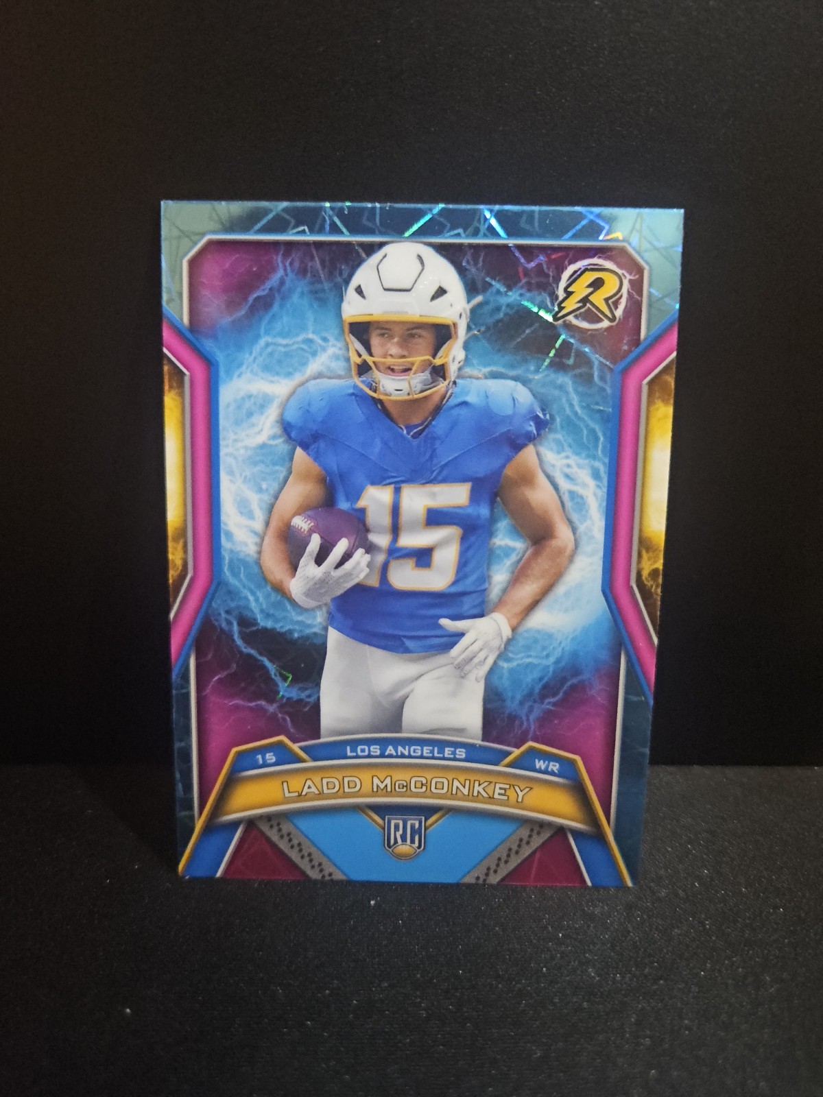 2024 Topps Resurgence -  Ladd McConkey #154 Sky Blue & Pink Shock Refractor (RC)