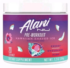 Alani Nu Pre-Workout Hawaiian Shaved Ice 7.2oz (20 Servings) NEW 06/2026 Energy 