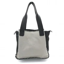 Laggo GISELLE Whipstitched Pebbled Leather Shoulder Bag Tote Black / Stone