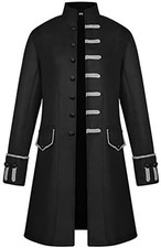 Herren Steampunk Mantel, Gothic Retro Mantel Viktorianischen Mittelalter Frack, 