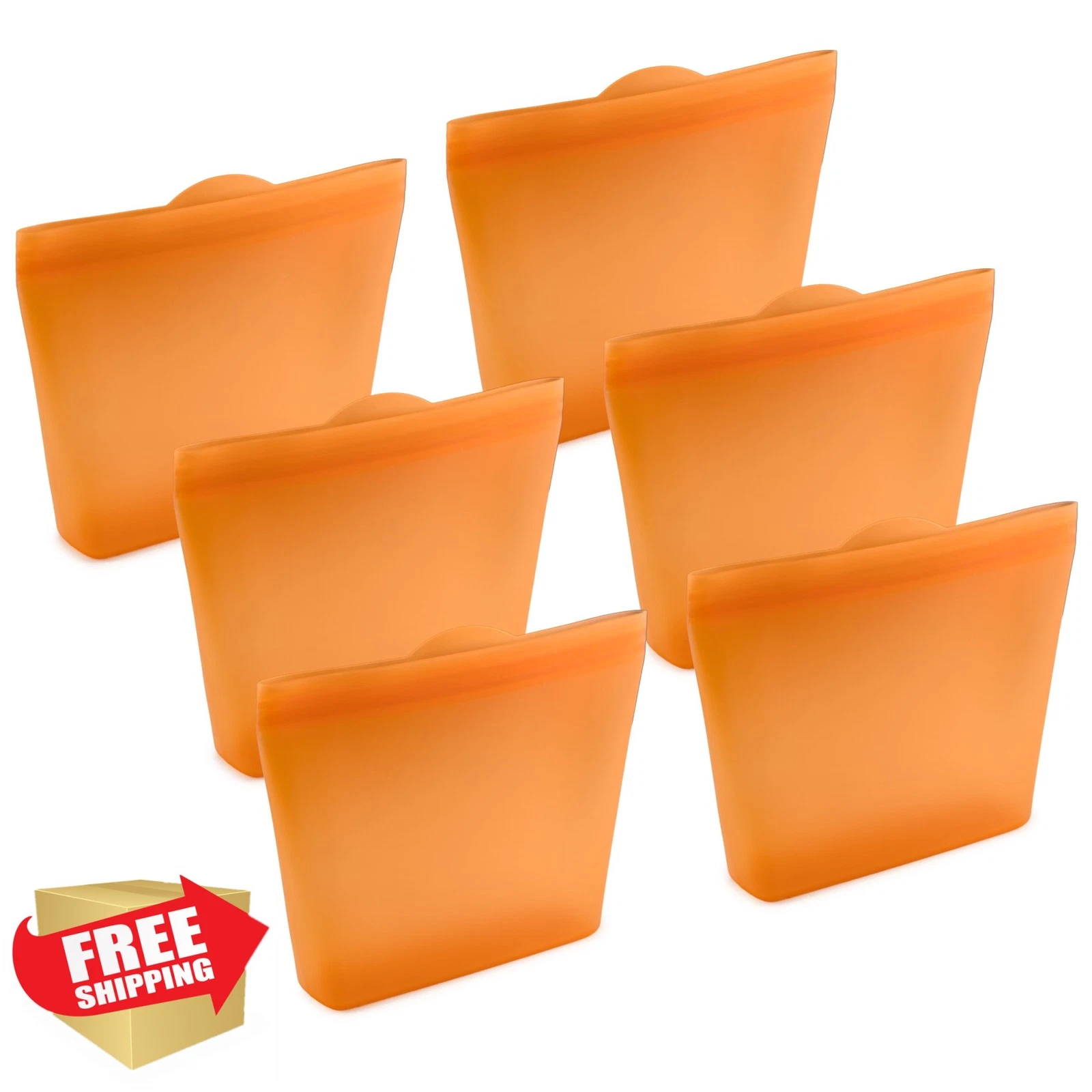 Home Logic Orange Silicone Reusable Sandwich Bags Set 6 Leakproof
Opens in a new window or tab