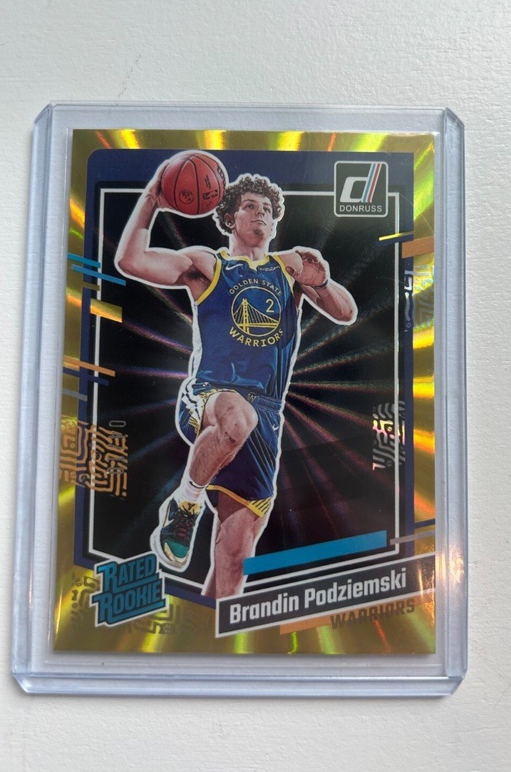2023 - 24 Donruss Brandin Podziemski #249 Rated Rookie Holo Gold Laser 1/10