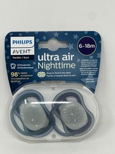 Philips Avent Ultra Air Nighttime 2 Pack Glow In The Dark Pacifiers 6-18M