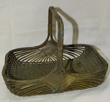 -ANCIENNE PANIERE LAITON TRESSE ARGENTE déco TABLE COLLECTION VITRINE   D