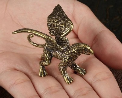 Brass Griffon Dragon Animal Statue Sculpture Tabletop Figurine Home Decor Gift