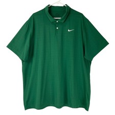Nike Dri-FIT Standard Fit Green Grid Button Polo Shirt 3XL Short Sleeve Swoosh