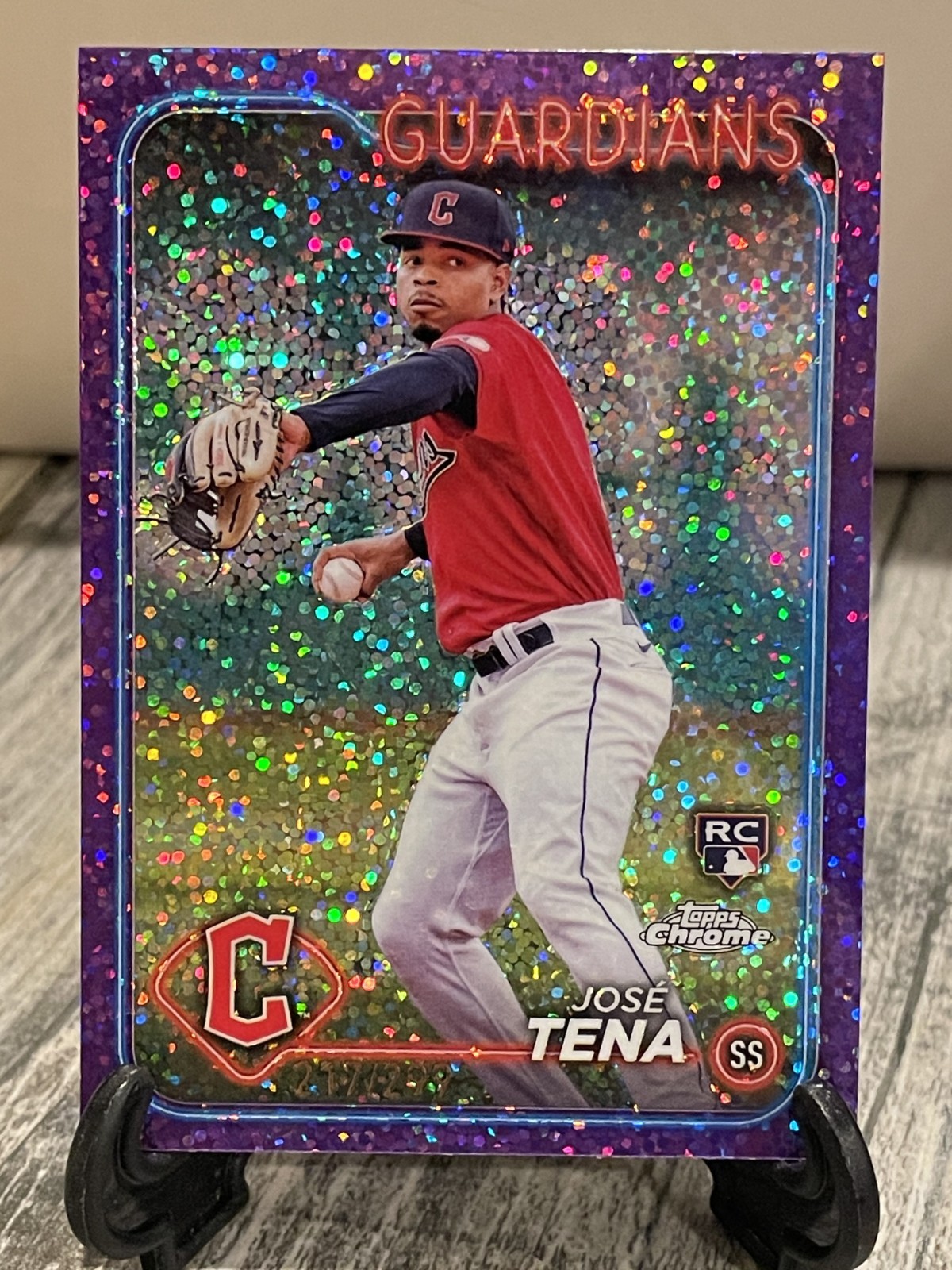 Jose Tena RC Purple Speckle Refractor #217/299 2024 Topps Chrome #29 Guardians