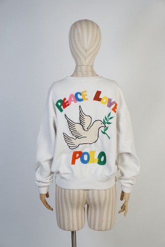 Polo Ralph Lauren Sweatshirt "Peace Love Polo" Taubenstickerei weiß Gr. Small - Bild 1 von 13