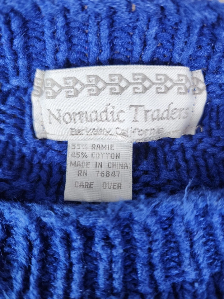 Vintage Nomadic Traders 3D Blue Crew Neck Pullover Sweater Adult Large - Image 4 of 4