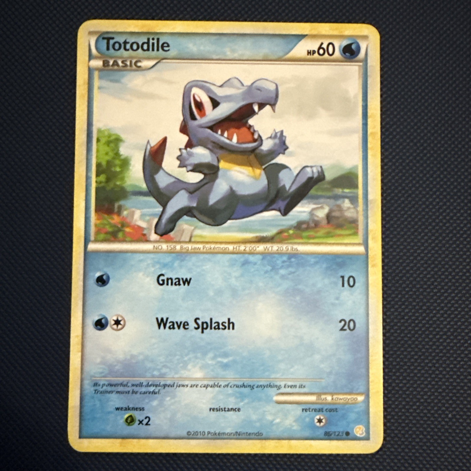 Pokemon Totodile 86/123 HeartGold & SoulSilver LP Card