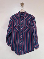 Vintage Striped Wrangler Shirt with Pearl Snaps size S