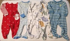 Baby Boys 6-9 Month  Pajamas Sleep Wear Lot Of 5 Variety Of Brands Of PJ'S