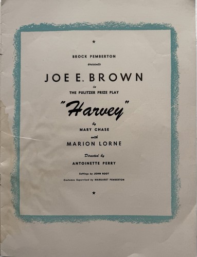 Programa de recuerdos Harvey de colección - Joe E. Brown, Pulitzer, Antoinette Perry - Imagen 3 de 4