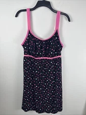 Catalina Pink & Purple Polka Dots On Black One Piece Swimsuit Dress Size 2x