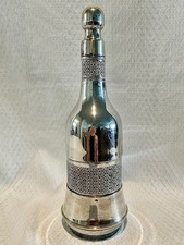 1940s to 1960s Tall Vintage Silver Plated Ornate Lattice Glass Encased Decanter