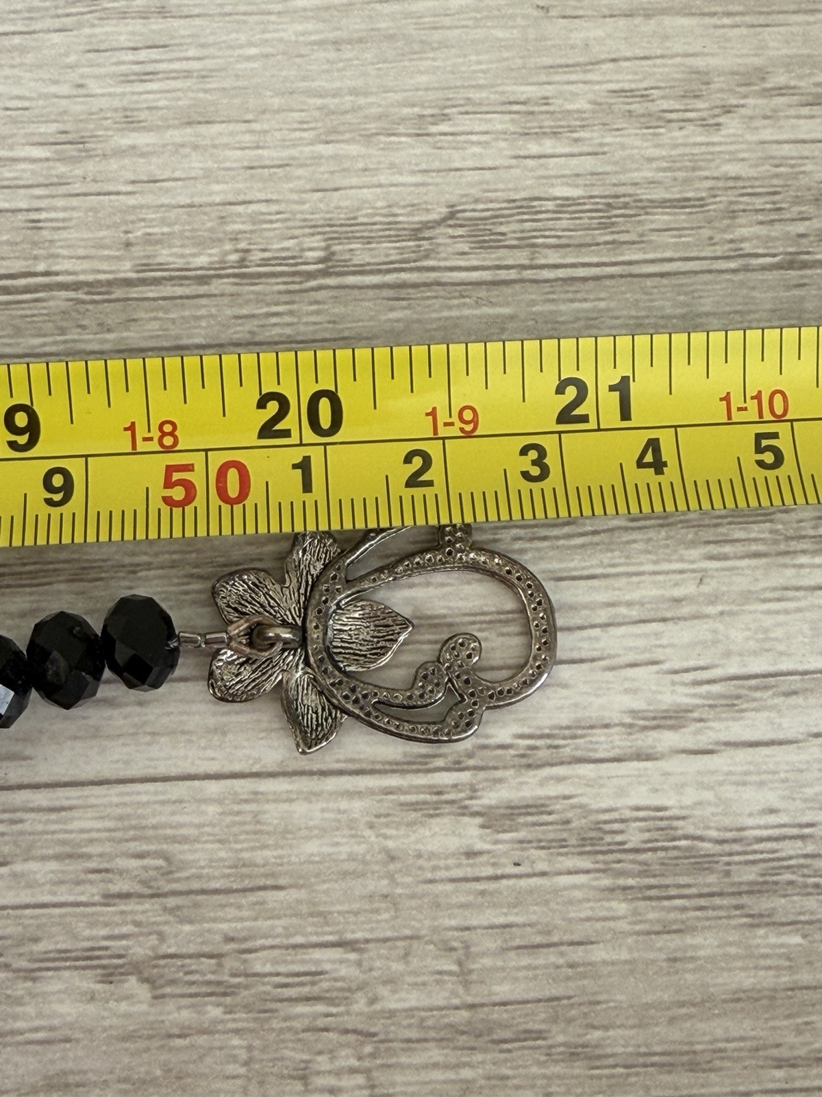 Handmade Black & Silver Beaded Statement Necklace… - image 15