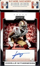 2017 Panini Playoff #RS-AW Ahkello Witherspoon RC Signatures #/199 Auto SF 49ers