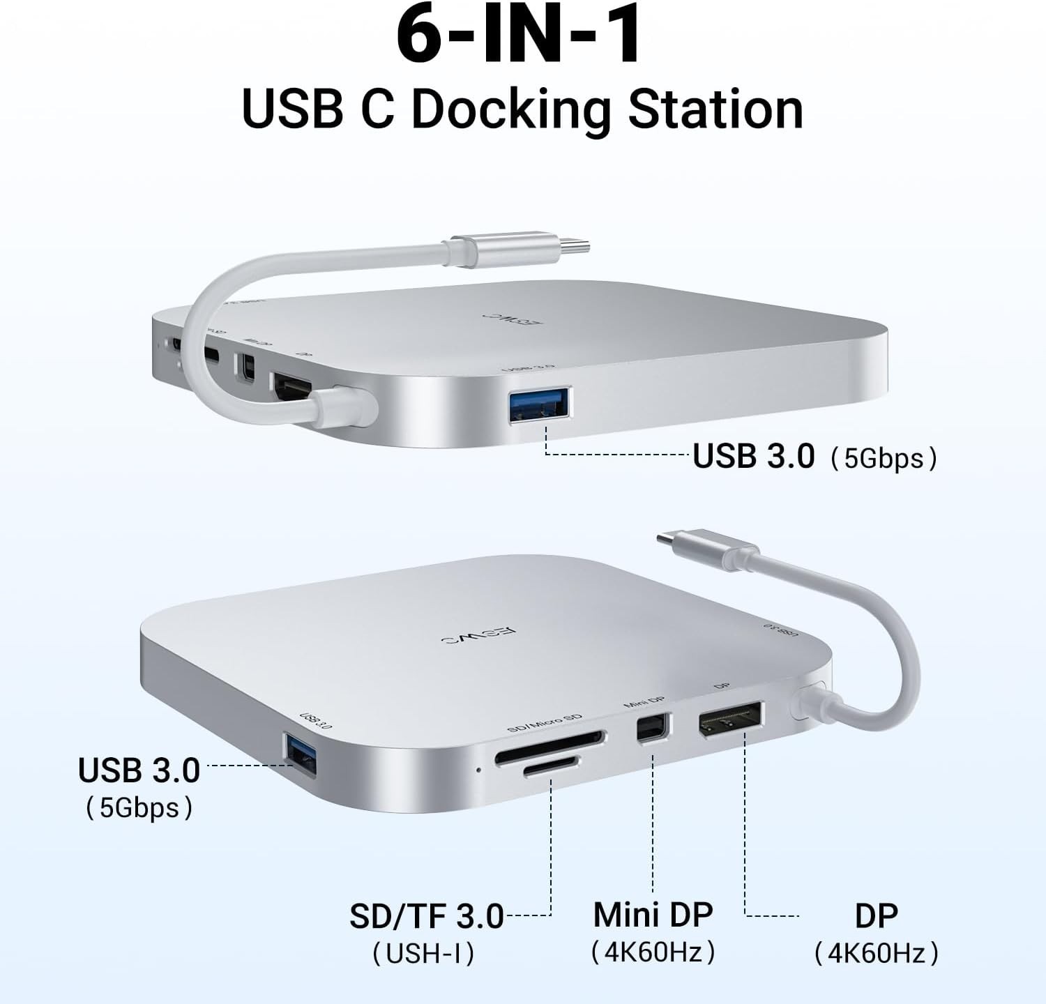 Station d'accueil Mac Mini M4 2024 Hub USB C DP 4K adaptateur multiport aluminium